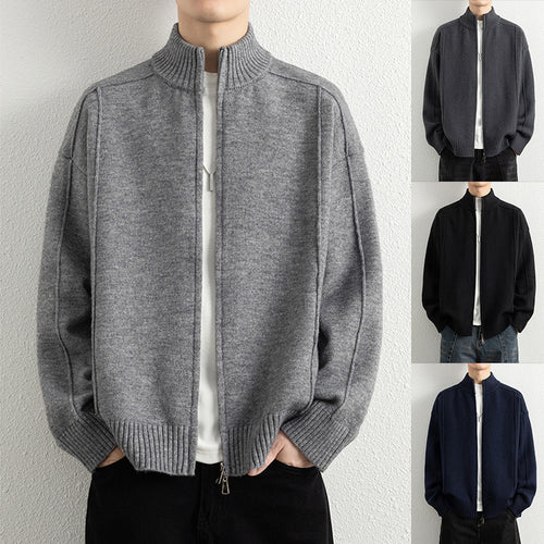 Herren Hochwertiger Strickjacke mit Stehkragen Drune