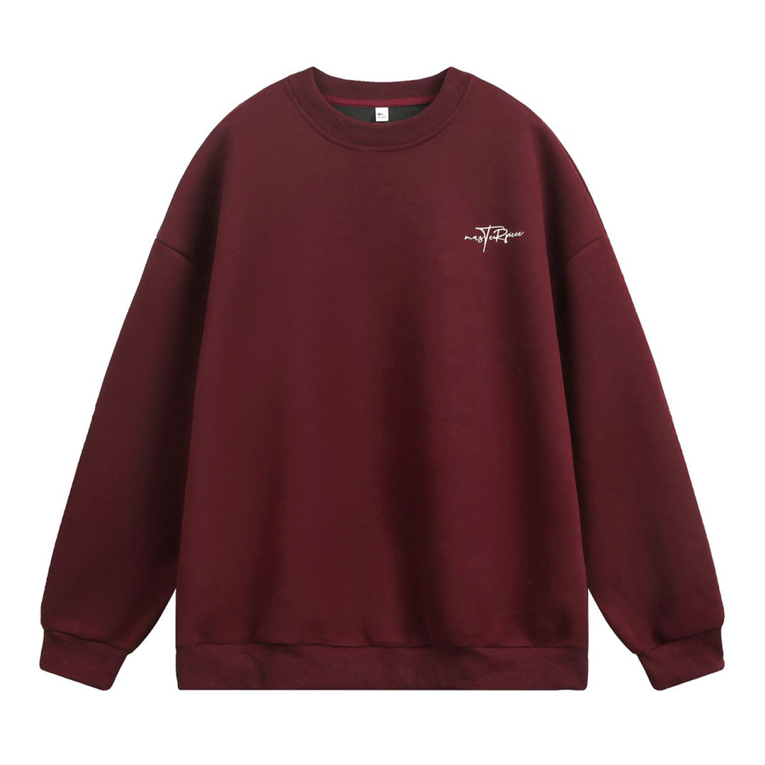 Unisex Boxy-Sweatshirt mit minimaler Script-Stickerei und geripptem Bund Drune