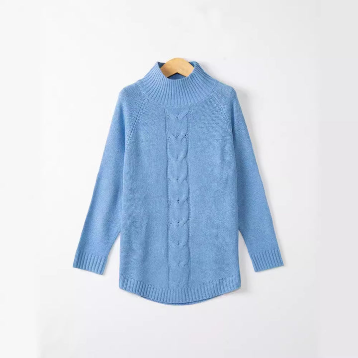 Damen Rollkragenpullover mit Zopfmuster und Raglanärmeln Drune