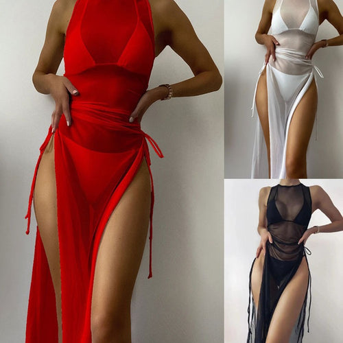 Damen Strandkleid mit asymmetrischem Wickeldesign Drune