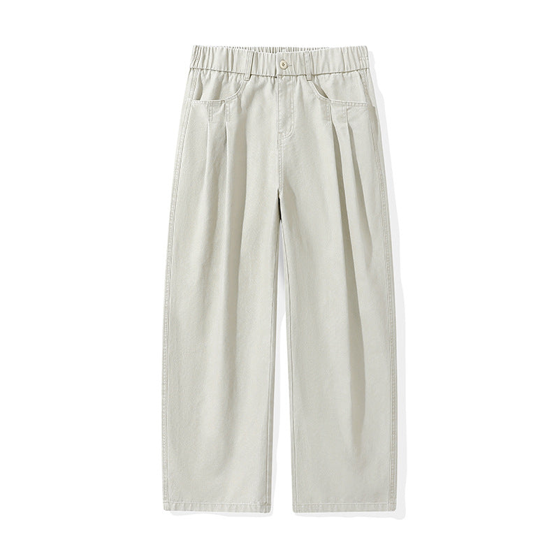 Damen Weite High‑Waist Stoffhose mit Bundfalten und elastischem Saum Drune