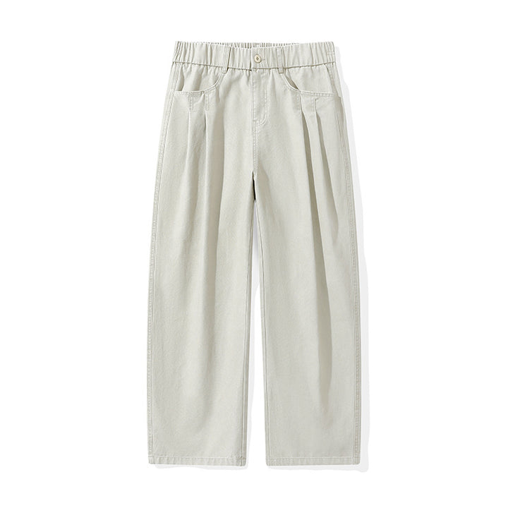 Damen Weite High‑Waist Stoffhose mit Bundfalten und elastischem Saum Drune