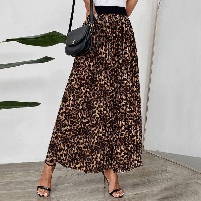 Damen Maxi-Rock mit Leoprint und elastischem Bund Drune