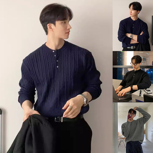 Herren Grobstrickpullover mit Rundhalsausschnitt Drune