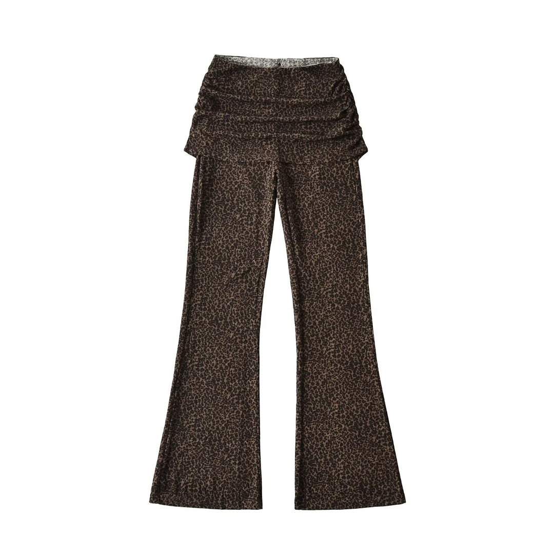 Damen High‑Waist Schlaghose mit gerafftem Hüftrock und ausgestelltem Bein Drune
