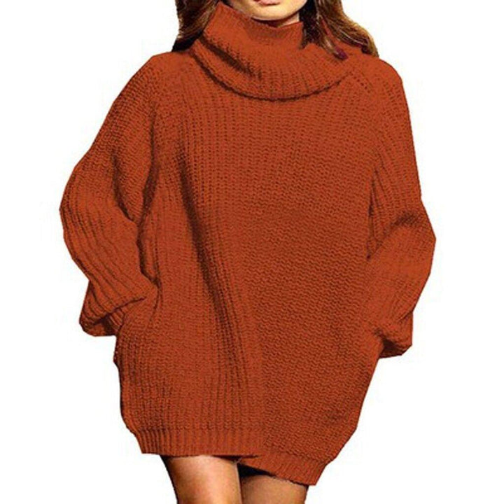 Damen Oversized Strickpullover mit hohem Kragen und weitem Schnitt Drune