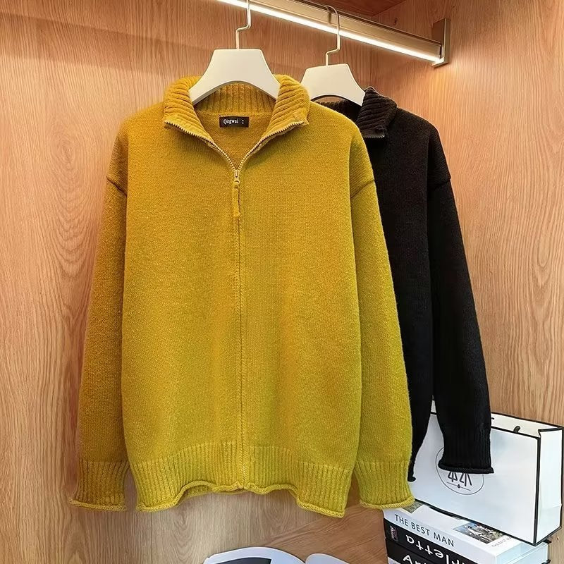 Damen Strickjacke mit hohem Kragen und Reißverschluss Drune