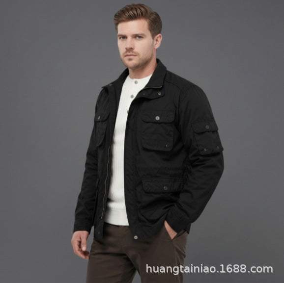 Herren Utility-Fieldjacke mit mehreren Pattentaschen und verstellbarer Taille Drune