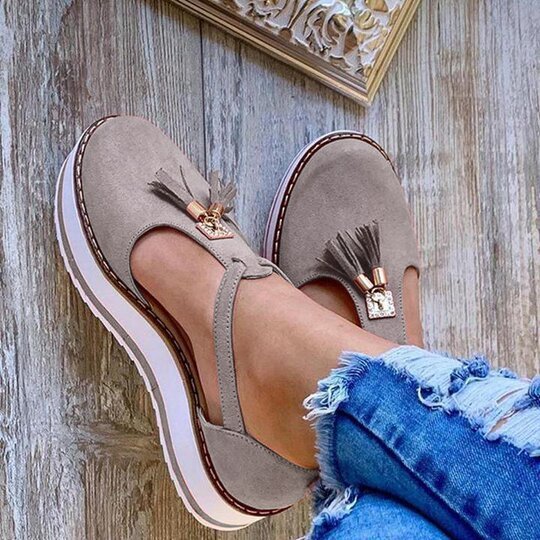 Damen Halbschuhe mit modischen Quasten und rutschfester Sohle Drune
