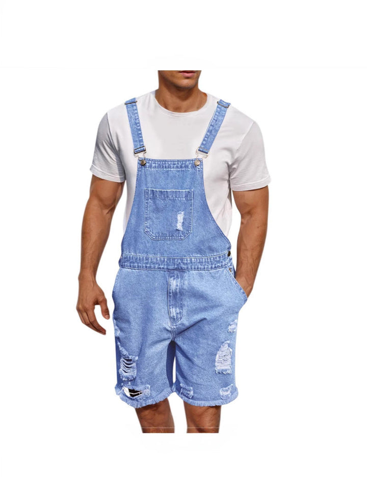 Herren Lässige Denim-Latzhose im distressed Look Drune