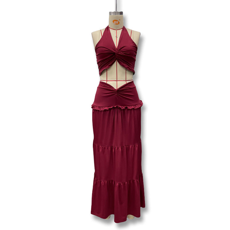 Damen Maxikleid mit raffiniertem Knotendesign und fließendem Rock Drune