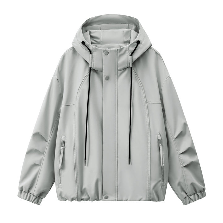 Herren Leichte Kapuzen-Utility-Übergangsjacke mit wasserabweisender Außenhülle und elastischem Saum Drune