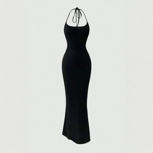 Damen figurbetontes Maxikleid mit haltem Design und schlankem Schnitt Drune
