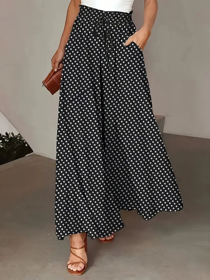 Damen Weit geschnittene Sommerhose mit Punkte-Design Drune