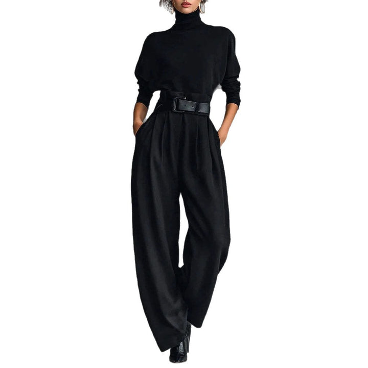 Damen Utility-Jumpsuit mit hohem Kragen und Taillengürtel Drune