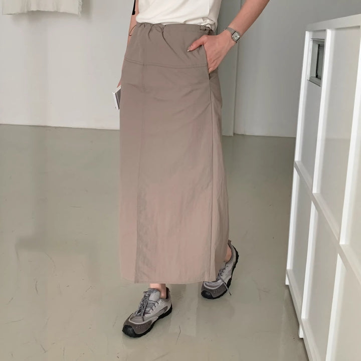 Damen Eleganter Midirock mit Taillenband Drune
