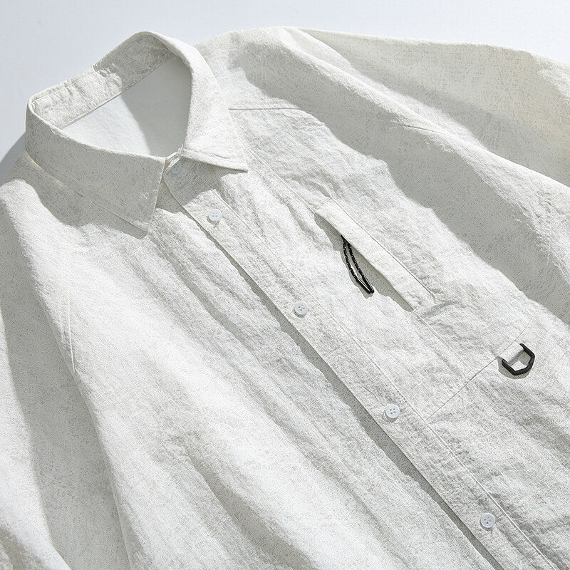 Unisex Boxy-Overshirt-Jacke mit D-Ring und verdeckter Brusttasche Drune
