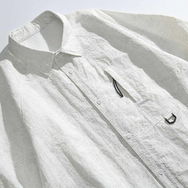 Unisex Boxy-Overshirt-Jacke mit D-Ring und verdeckter Brusttasche Drune