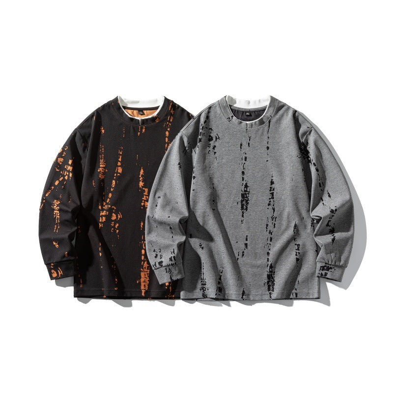 Unisex Oversize-Langarmshirt mit Batik- und Destroyed-Effekt Drune