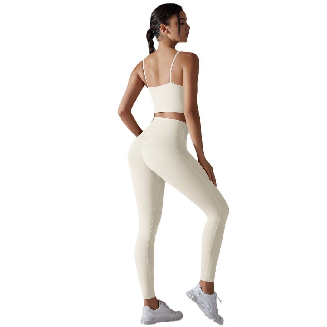 Damen Sportliches Bustier- und High-Waist-Leggings-Set mit nahtloser Konstruktion und atmungsaktiver Technologie Drune