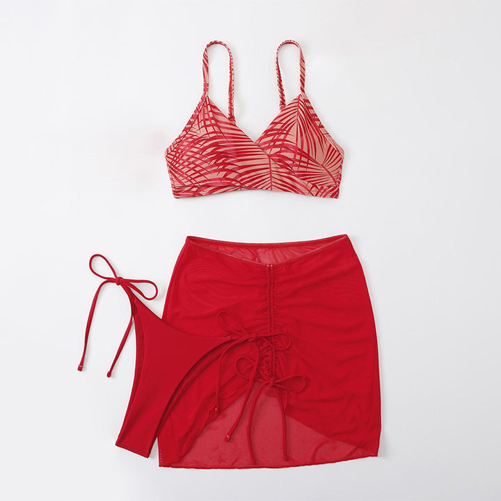 Damen Bikini-Set mit verspieltem Wickelrock und raffinierten Schnürdetails Drune
