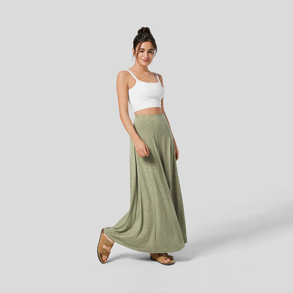 Damen fließender Maxirock mit hohem Bund und Stretch-Jersey Drune
