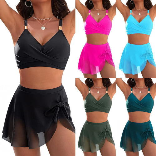 Damen Sportliches Bikini-Set mit verstellbaren Trägern und Wickelrock Drune