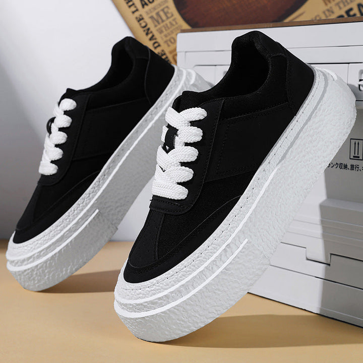 Damen modische Sneakers mit hoher Plateausohle und eleganter Oberflächenstruktur Drune