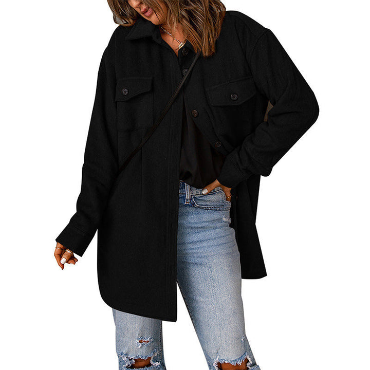 Drune | Damen Chic Overshirt Jacke mit Brusttaschen