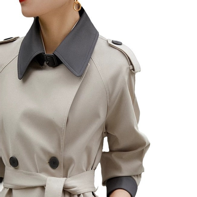 Damen Stilvolle Trenchcoat mit Taillengürtel Drune