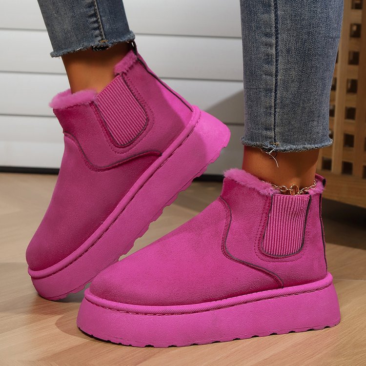 Damen  gefütterte Chelsea-Boots im Velours‑Look mit hohem Plateau‑Sohlenprofil und weichem Innenfutter Drune