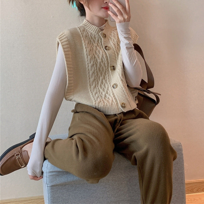 Damen Strickweste mit Zopfmuster Drune