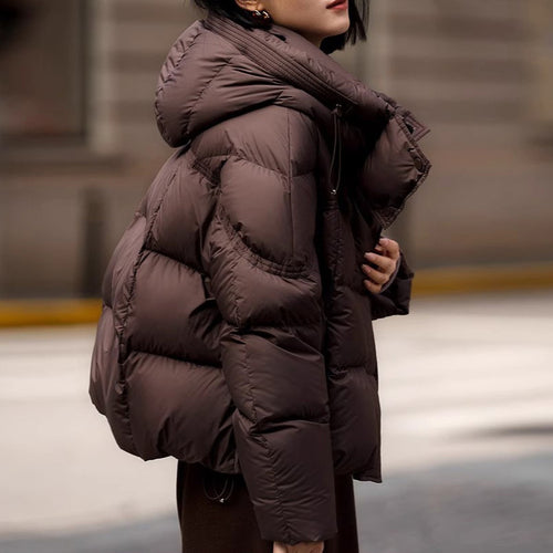 Damen modische Steppjacke mit hohem Kragen Drune