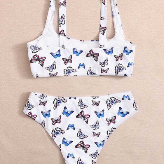 Damen Sportliches Bikini-Set mit verspieltem Schmetterlingsmuster Drune