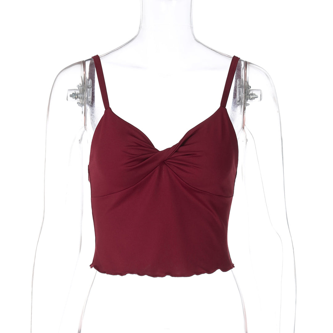 Damen Elegantes Spaghetti-Top mit verführerischer Drapierung Drune