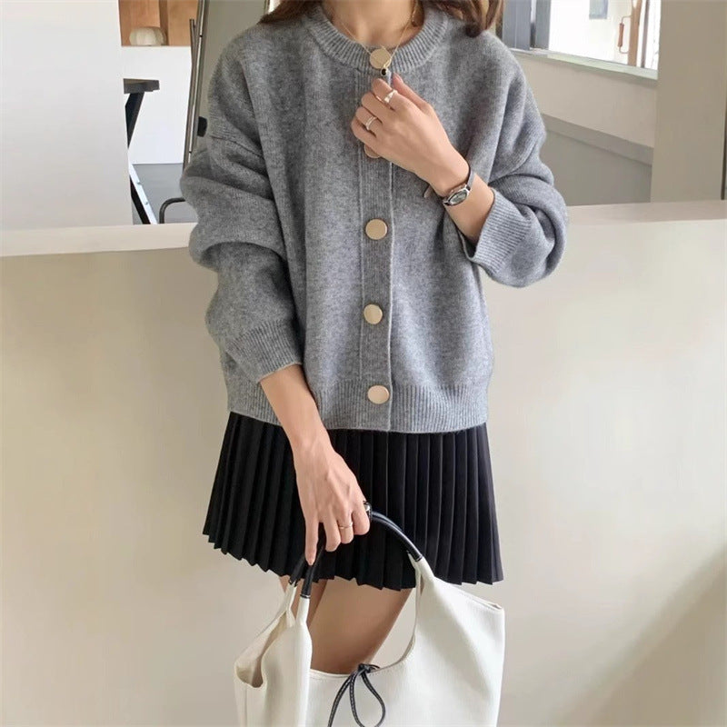 Damen kuschelige Strickjacke mit Knopfdetail und modernem Schnitt Drune