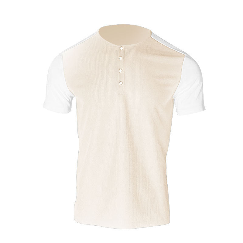 Herren nan kurzärmeliges Henleyshirt mit mittellanger Knopfleiste und Raglanärmeln Drune
