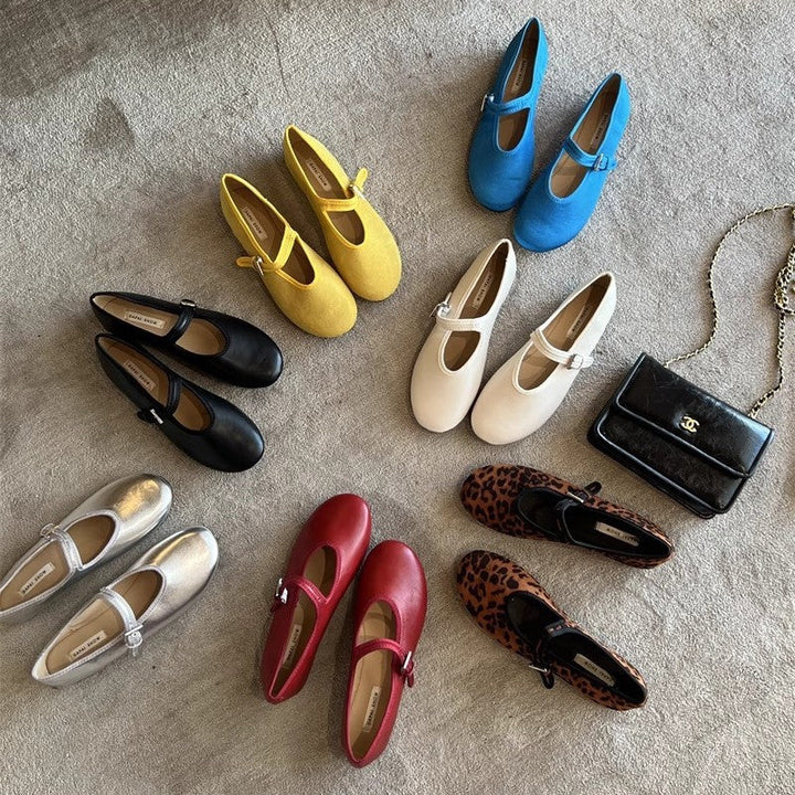 Damen modische Mary Janes mit verstellbarem Riemen und glänzender Oberfläche Drune