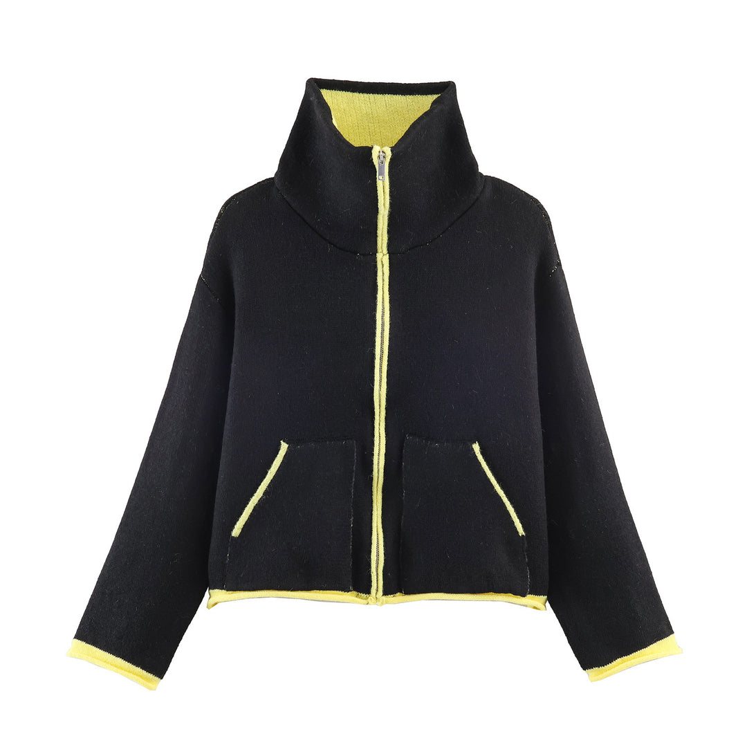Damen nan kurze Fleecejacke mit hohem Stehkragen, durchgehendem Reißverschluss und aufgesetzten Taschen Drune