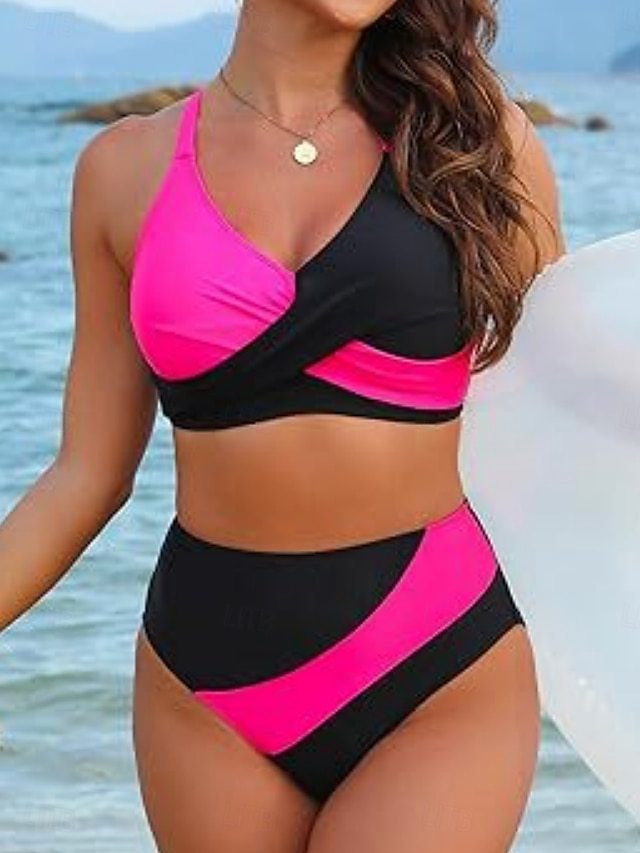 Damen Hoch geschnittener Bikini mit Wickeldesign Drune