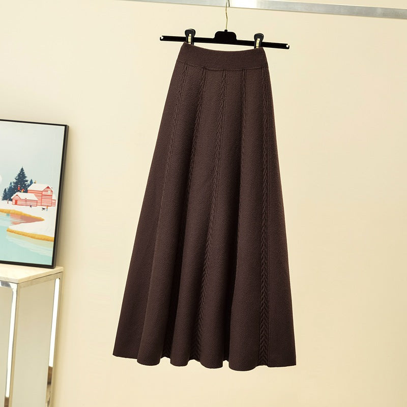 Damen Plissierter Midirock mit strukturiertem Zopfmuster Drune