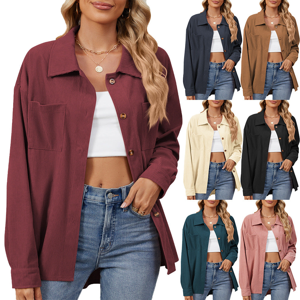 Damen Cordjacke mit bequemer Passform und praktischen Brusttaschen Drune