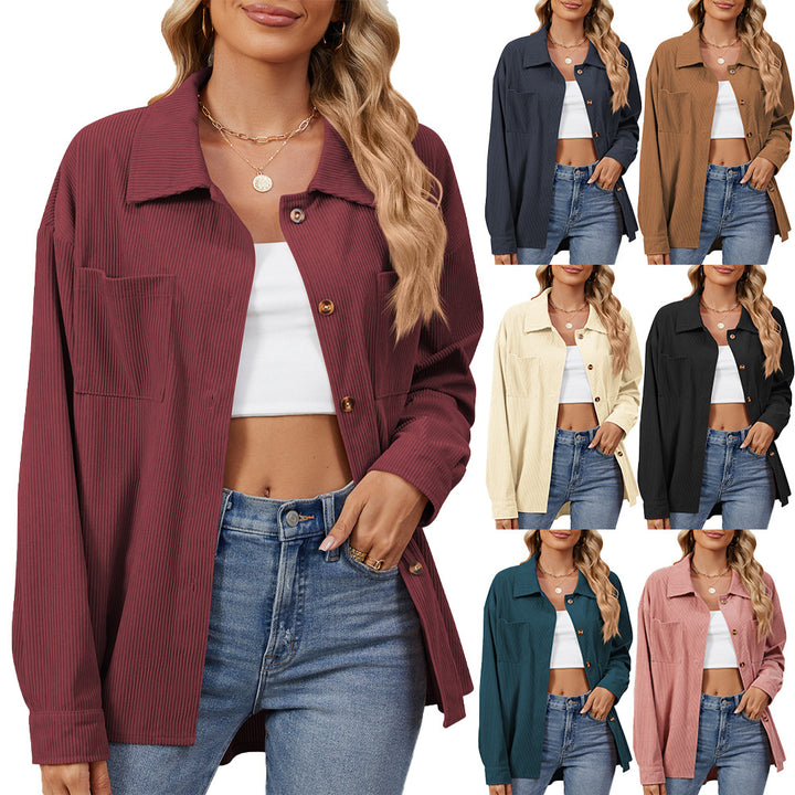 Damen Cordjacke mit bequemer Passform und praktischen Brusttaschen Drune