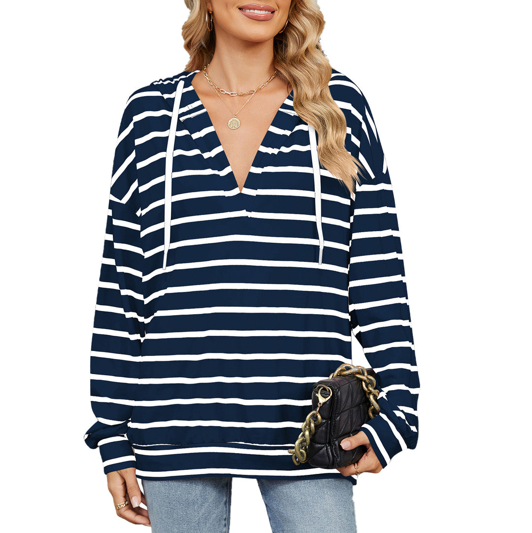 Damen Kapuzenpullover mit modischem Streifenmuster und lässiger Passform Drune