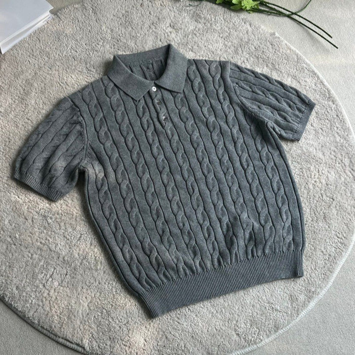 Herren Kurzarmstrickpullover mit strukturiertem Muster Drune