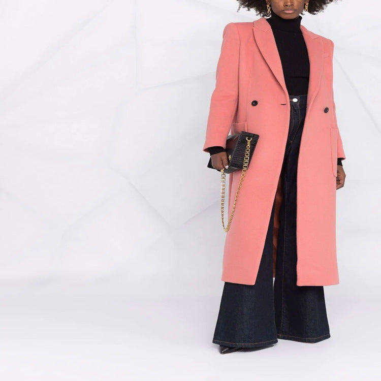 Damen Maxilanger taillierter Wollmix-Mantel im Clean-Tailoring mit betonter Schulter Drune