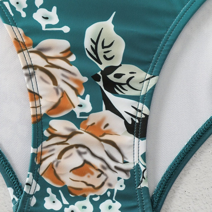 Damen Einteiliger Badeanzug mit elegantem Schnitt und floralem Design Drune
