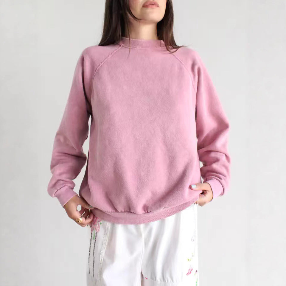 Damen lässiger Sweatshirt mit hohen Ärmeln und lockerer Passform Drune