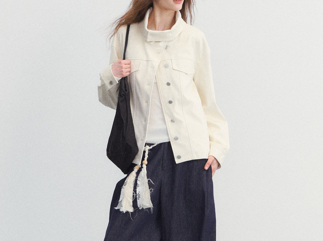 Damen Modische Übergangsjacke mit hochgeschlossenem Kragen Drune
