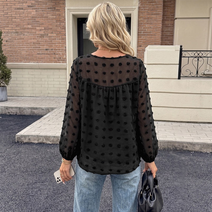 Damen Transparente Bluse mit Rüschendetails Drune